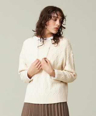 J.PRESS YORK STREET 【WOMEN】ショート ケーブルニット アイボリー系