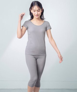 Wing インナー 【綿の贅沢オーガニック】 オーガニックコットン混素材 薄くて軽い ２分袖 EL1256 ウイング／ワコール グレー