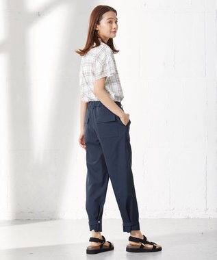 J.PRESS LADIES 【2WAY・洗える】ポリエステルリネンパンプキンシェル ベイカー パンツ ネイビー系