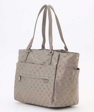 Y'SACCS ドットジャガードポーチ付きトートバッグ ライトグレー