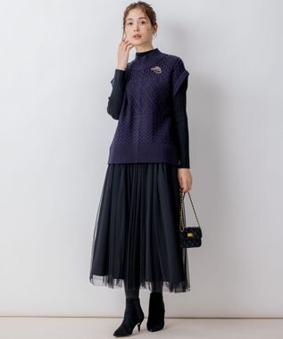 組曲 S 【WEB限定】バルキーニット ベスト ネイビー系