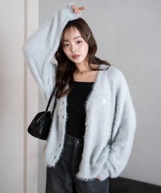 WEGO 【25年秋冬新作/WEB限定】別注USPOLOシャギーニットカーデ ブルー