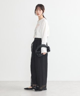 earth music&ecology レースパンツ Black