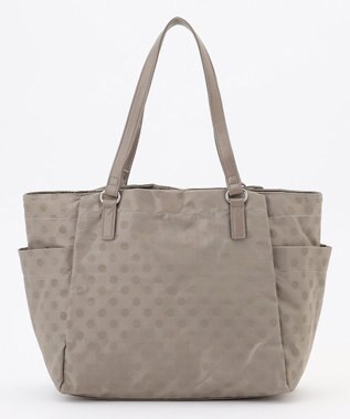 Y'SACCS ドットジャガードポーチ付きトートバッグ ライトグレー