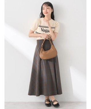 earth music&ecology バックレースアップチェックスカート Brown