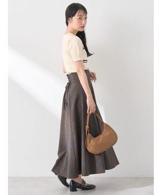 earth music&ecology バックレースアップチェックスカート Brown