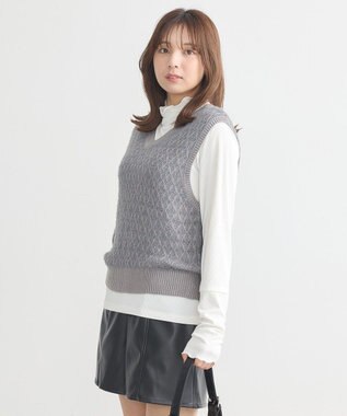 earth music&ecology ラメジャガードニットベスト Gray