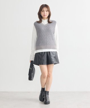 earth music&ecology ラメジャガードニットベスト Gray