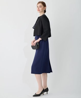 23区 L 【APPLAUDIR】スパンコールレース フリルコンビドレス ブルー系