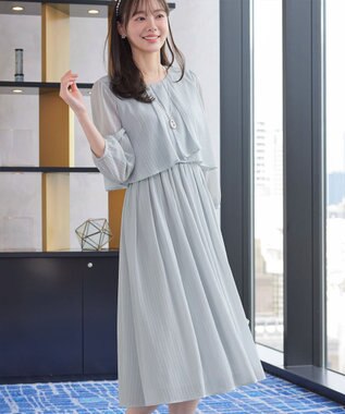 Tiaclasse 【新色追加】シフォンドレープワンピース サックスグレー