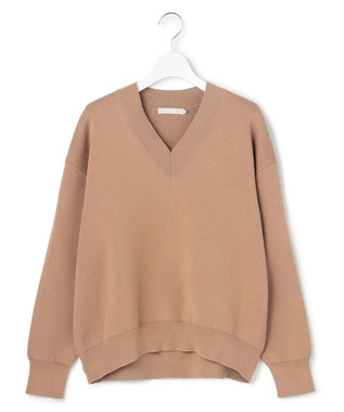 ICB 【先行予約】 コットンポリエステルスムース Vネックニット アプリコットベージュ