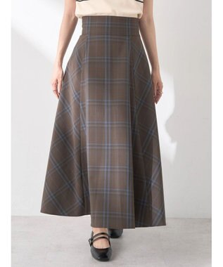 earth music&ecology バックレースアップチェックスカート Brown