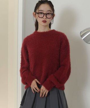 WEGO シャギーニットプルオーバー ワイン