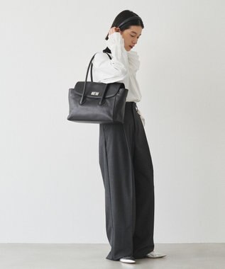 russet 《@__serako.r__企画》ソフトレザーフラップトートバッグ(CE-1678) Black