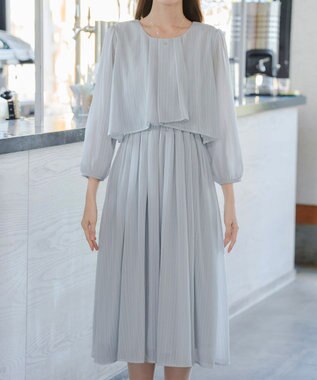 Tiaclasse 【新色追加】シフォンドレープワンピース サックスグレー