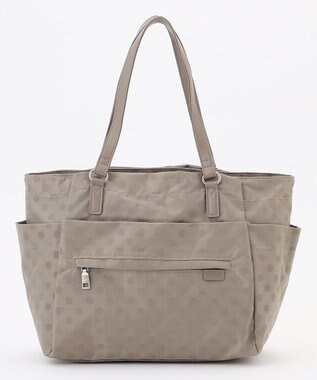 Y'SACCS ドットジャガードポーチ付きトートバッグ ライトグレー