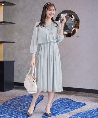 Tiaclasse 【新色追加】シフォンドレープワンピース サックスグレー