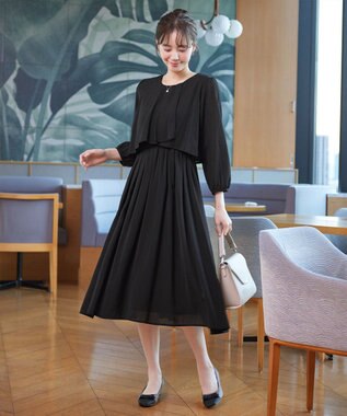 Tiaclasse 【新色追加】シフォンドレープワンピース ブラック