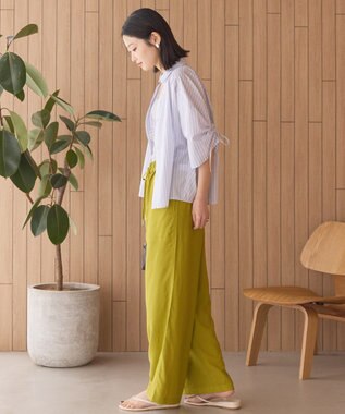 AMERICAN HOLIC 【先行予約】【WEB限定】ギャザーリボンスリーブ半袖シャツ Stripe