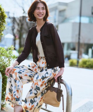 23区 【WEB&一部店舗限定カラーあり】シャイニーシアー フラップポケット カーディガン ダークブラウン系