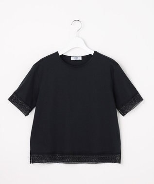 J.PRESS LADIES 【一枚で着映え】コットンスムース レース カットソー ネイビー系