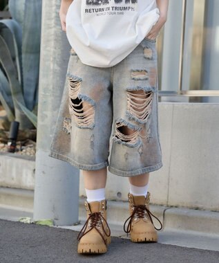 WEGO ダメージデニムハーフパンツ