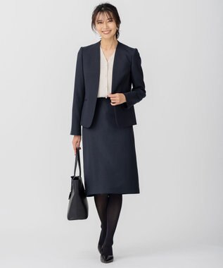 23区 【CLASSY.1月号掲載/洗える】ウールライクカルゼ タイト スカート ネイビー系