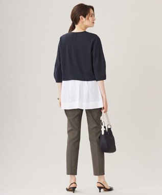 自由区 S 【洗える】カラミストライプコンビジャージ トップス ネイビー