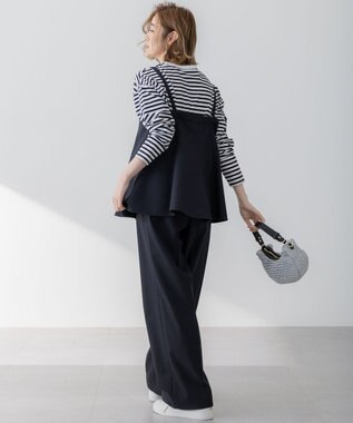 23区 L 【洗える】スラブツイードストレッチ キャミソール ブラウス ネイビー系