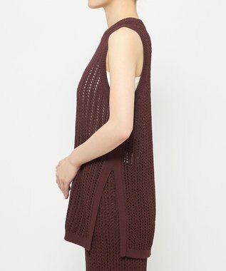 uncrave シースルーケーブルニット ノースリーブトップス ブラウン