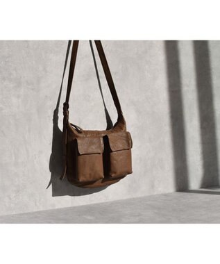 genten ゴートシュリンク ショルダーバッグ小 グレージュ