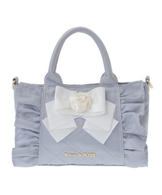 Maison de FLEUR ローズ2Wayキルティングミニトートバッグ Grayish Blue