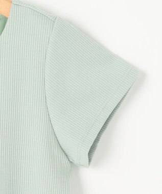 組曲 L 【WEB限定】ストライプジャガード カップ付きTシャツ クリームミント系