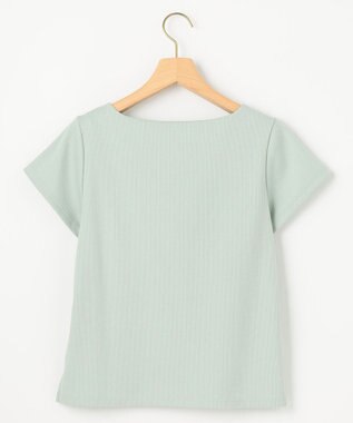 組曲 L 【WEB限定】ストライプジャガード カップ付きTシャツ クリームミント系