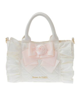 Maison de FLEUR ローズ2Wayキルティングミニトートバッグ Ivory