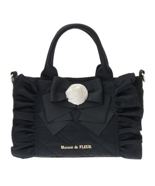 Maison de FLEUR ローズ2Wayキルティングミニトートバッグ Black