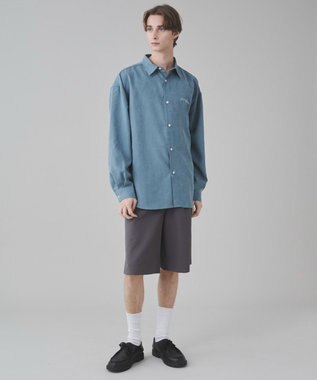 WEGO 【ユニセックス着用ITEM】フィブリルワンポイントBIGシャツ（長袖） サックス