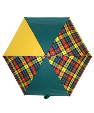 +RING 【UVカット90%以上】【簡単開閉】【数量限定】レディース向け  晴雨兼用折傘 53cm GRN-CHK T1253 緑