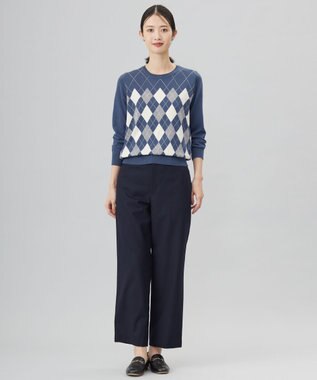 J.PRESS LADIES L 【洗える】アーガイル ツイン ニット ブルーグレー系