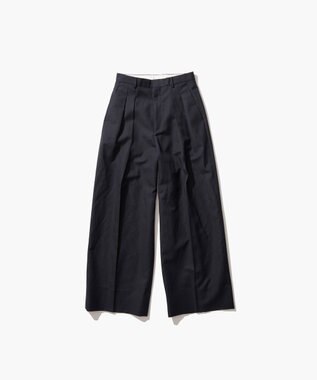 ATON WOOL LINEN SHARKSKIN | ワイドパンツ DARK NAVY