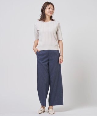 J.PRESS LADIES Rayon Elite Stretch クルーネック ニット ライトベージュ系