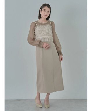 earth music&ecology ＳＥＴ２点チュールキャミ付きドッキングワンピース Beige