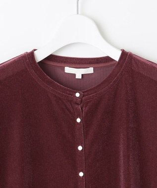 自由区 L シアーベロア カーディガン ボルドー