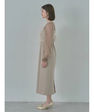 earth music&ecology ＳＥＴ２点チュールキャミ付きドッキングワンピース Beige