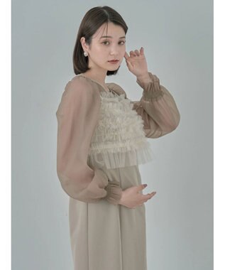 earth music&ecology ＳＥＴ２点チュールキャミ付きドッキングワンピース Beige