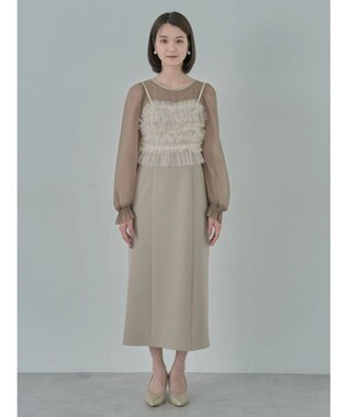 earth music&ecology ＳＥＴ２点チュールキャミ付きドッキングワンピース Beige