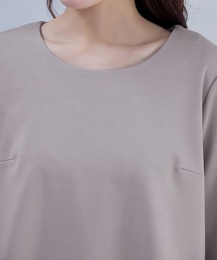 Tiaclasse 【洗える】リボン袖ポンチトップス グレージュ