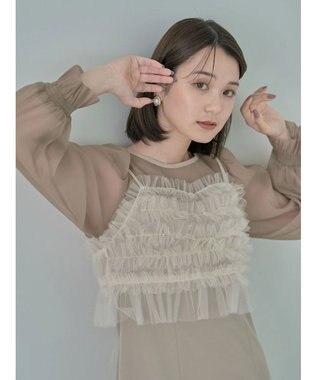 earth music&ecology ＳＥＴ２点チュールキャミ付きドッキングワンピース Beige