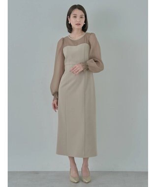 earth music&ecology ＳＥＴ２点チュールキャミ付きドッキングワンピース Beige