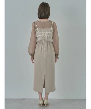 earth music&ecology ＳＥＴ２点チュールキャミ付きドッキングワンピース Beige